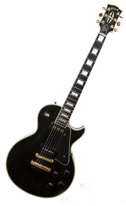 The 1956 Les Paul Custom, also known as the “Black Beauty,” was a conservative design that matched the inventor’s tuxedo. Image courtesy of Pete Prown.